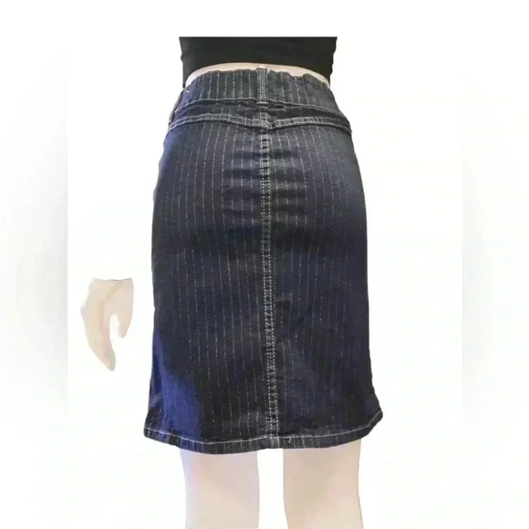 Bongo Vintage Pinstripe Denim Pencil  Mini Skirt Size 5 - Picture 8 of 14